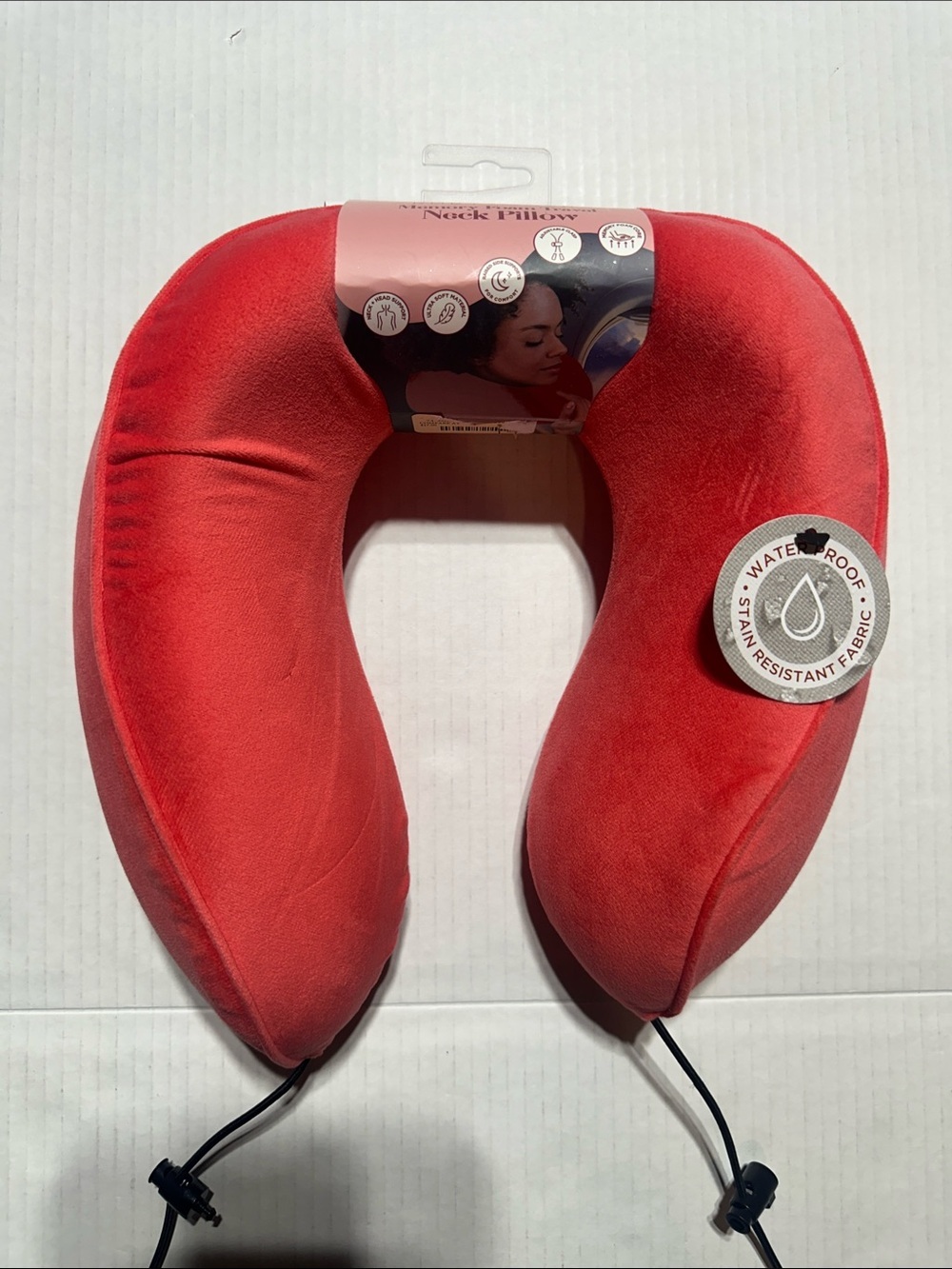 NWT Ruby + Cash memory foam salmon pink Waterproof Plush Travel Neck Pillow soft